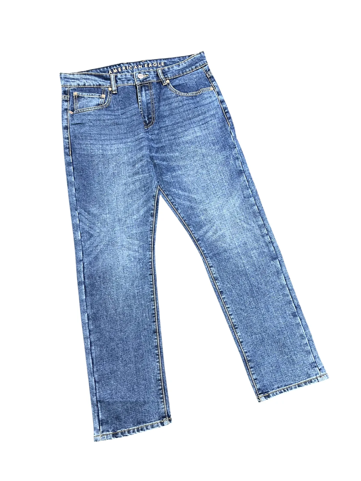 Mid Wash Straight Fit Jeans